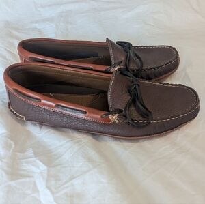 LL Bean Men's Bison Double Sole Leather Slippers Size 11 Driving Shoes Moccasins